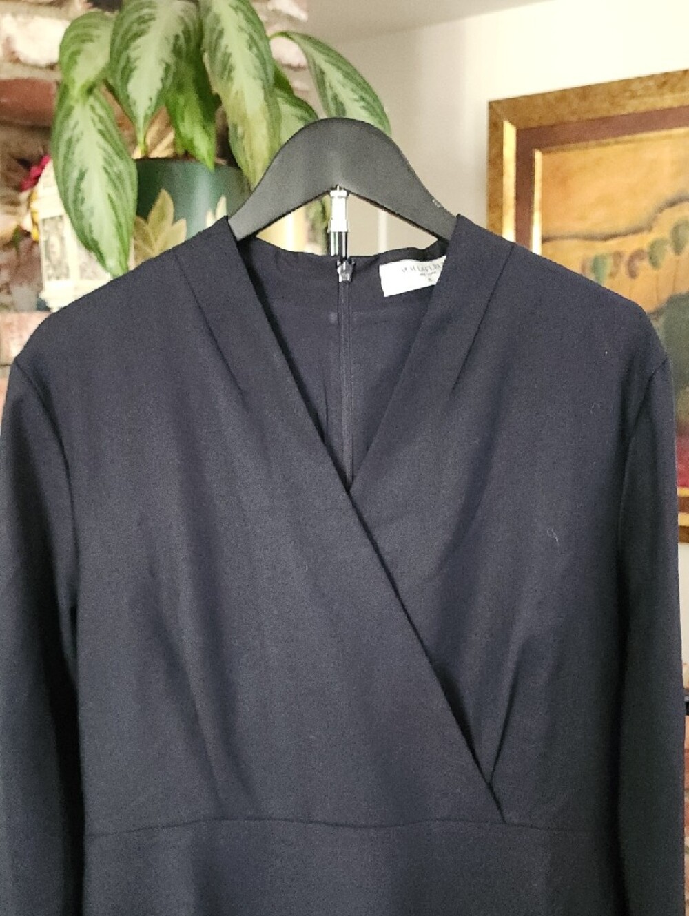 MM.LaFleur Navy Wrap Style Long Sleeve Sheath Dress - Picture 2 of 9